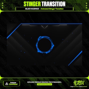 Transição animada do Stream Stinger - Blue Maximus para Twitch, YouTube e Kick | Gráfico completo de transmissão ao vivo.