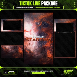 Galaxy Orange Dark Plasma Animated Tiktok Live Streaming Package | screens,webcams,transition | vertical design - clean - cozy.