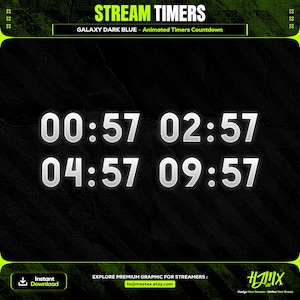Galaxy Dark Blue Animated Timers Countdown for Stream | Twitch, YouTube & Kick | 1m, 3m, 5m, 10m.