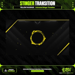 Transição animada do Stream Stinger - Yellow Maximus para Twitch, YouTube e Kick | Gráfico completo de transmissão ao vivo.