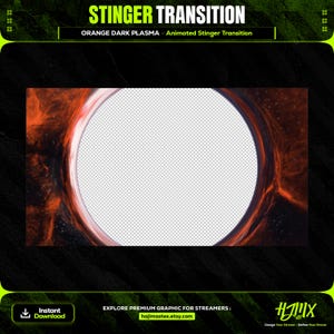 Transição do Stinger animado em plasma escuro Galaxy Orange para transmissão | Twitch, YouTube e Kick | Gráfico completo de transmissão ao vivo.