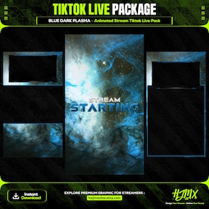 Galaxy Blue Dark Plasma Animated Tiktok Live Streaming Package | screens,webcams,transition | vertical design - clean - cozy.