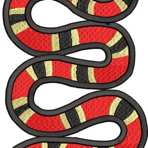 Snake Embroidery Design Red, Black & Yellow Wild Animal Pattern Digital Download
