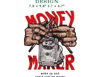 Money Maker Embroidery Design | Dollar Hand Stitch File | Machine Embroidery Pattern for Hoodies & Jackets