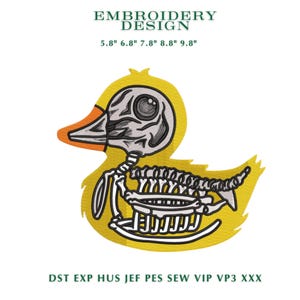 Duck Skeleton Embroidery Patch Funny Gothic Iron-On Applique