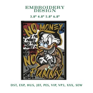 Kein Geld kein lustig Stickdatei: Urban Streetwear Aufnäher (Digitale Datei) )