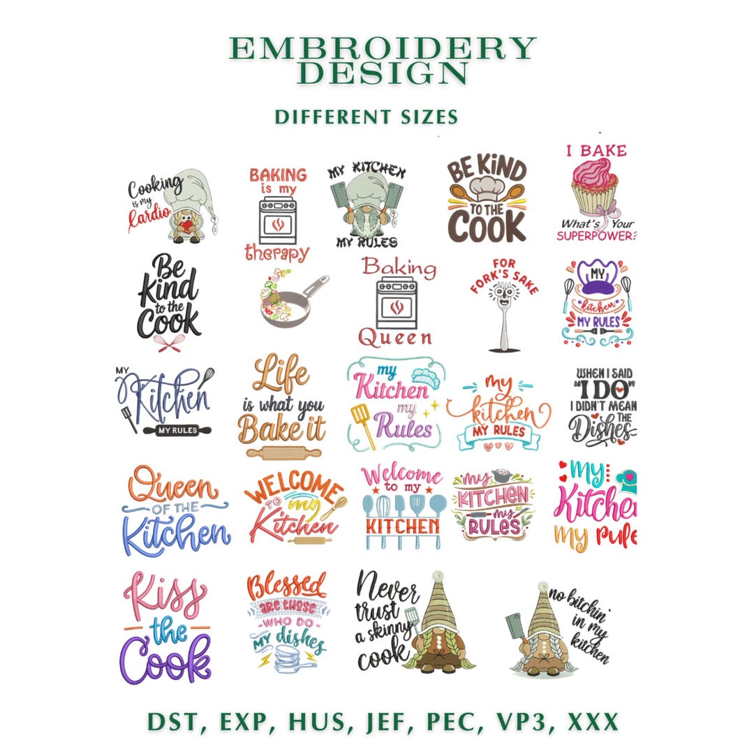 Funny Kitchen Quotes Embroidery Designs | Baking & Cooking Sayings ...