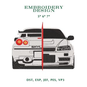 JDM Car Embroidery Design: Nissan Skyline Rear View (Digital Download) )
