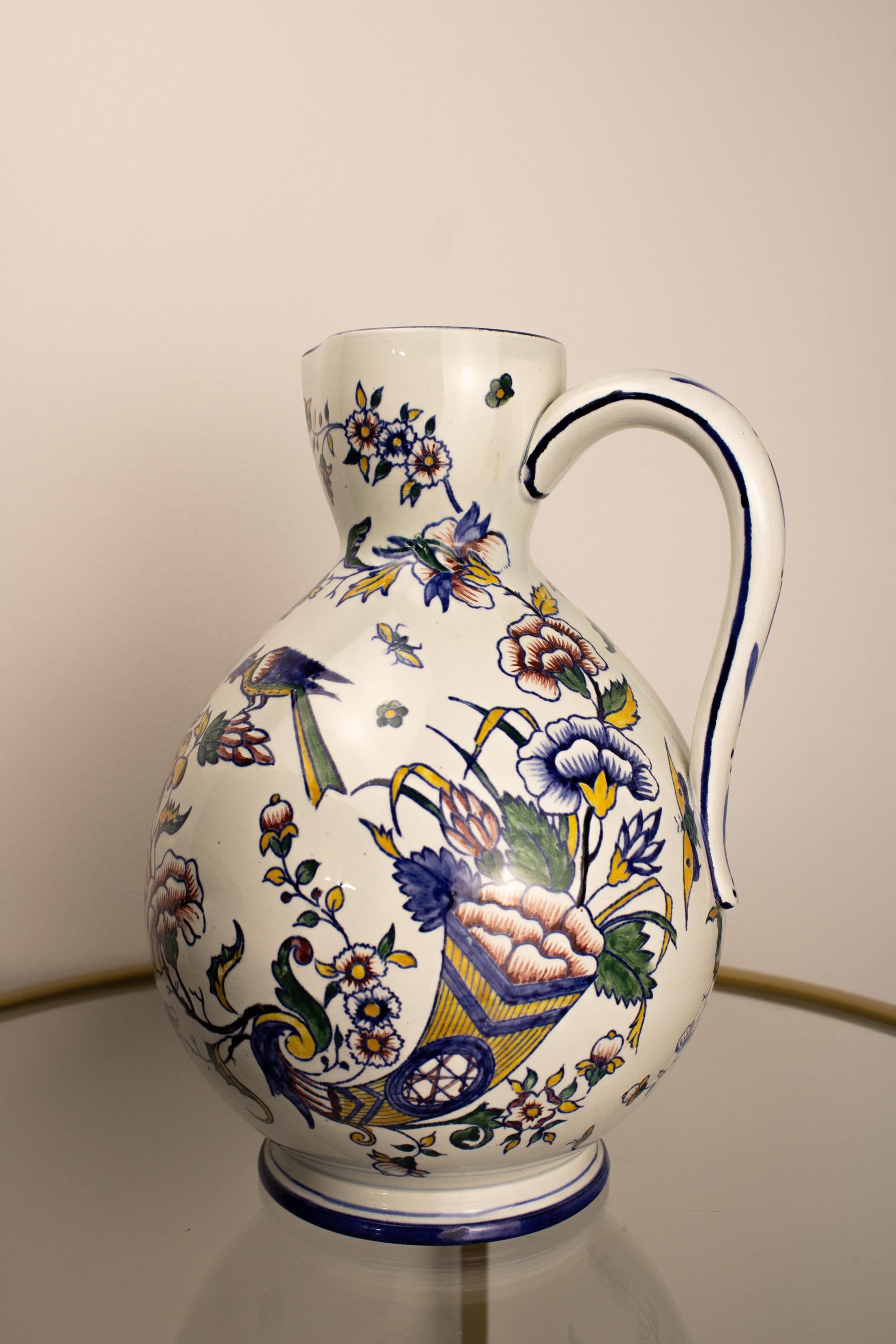 GIEN フランス　花瓶　アンティーク Antique Gien France Pitcher 