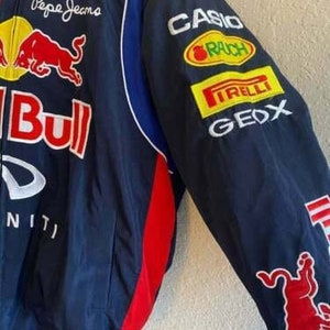 Chaqueta Red Bull Racing, chaqueta de carreras de Fórmula 1 Vintage, chaqueta bomber, chaqueta de carreras, chaqueta de gran tamaño, estilo callejero, ropa de calle de los años 90 imagen 6