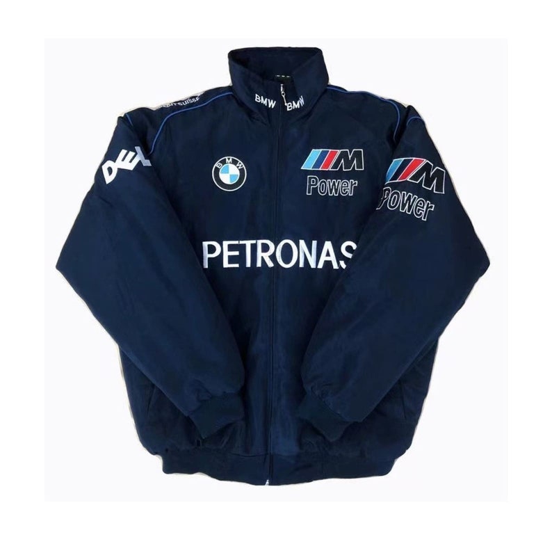 Blue BMW Vintage Racing Jacket Formula 1 Racing jacket Mercedes vintage style // Bomber jacket fashion Y2K harajuku image 1