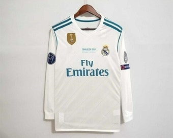 Maillot de la finale domicile de la Ligue des champions Real Madrid Ronaldo 2017 - Ensemble manches courtes et manches longues, deuxième ensemble de maillots de fan extérieur