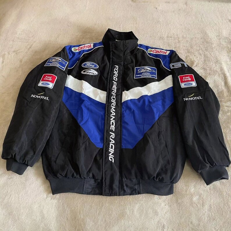 Blouson Ford Performance Racing/Bomber bleu marine/bleu vintage, taille M, L, XL, XXL Disponible An 2000 sur tiktok image 1