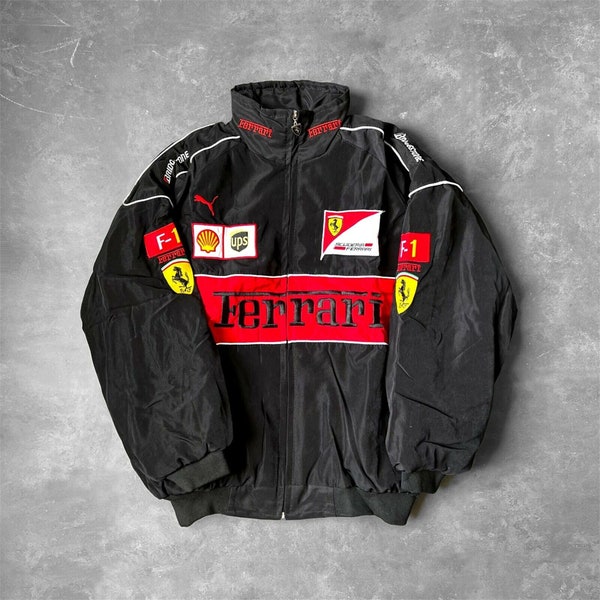 Giacca Ferrari F1 ricamata Giacca da corsa Formula 1 Vintage vintage unisex Y2K anni '90 StreetwearRacing Regalo di Natale Abbigliamento da uomo