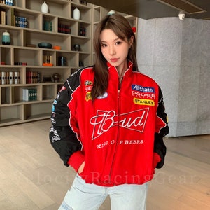 Nascar Budweiser Racing Jacket,NASCAR Racing Bomber Jacket F1,Racing Jacket,Oversized Jacket,Street Style, 90s Streetwear image 9