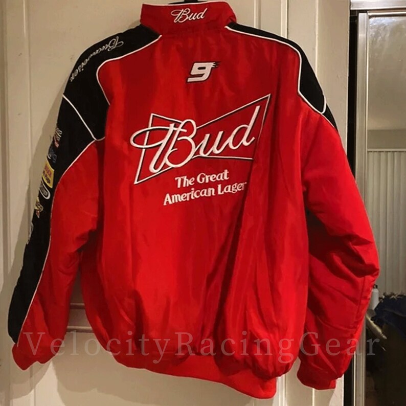Nascar Budweiser Racing Jacket,NASCAR Racing Bomber Jacket F1,Racing Jacket,Oversized Jacket,Street Style, 90s Streetwear image 4