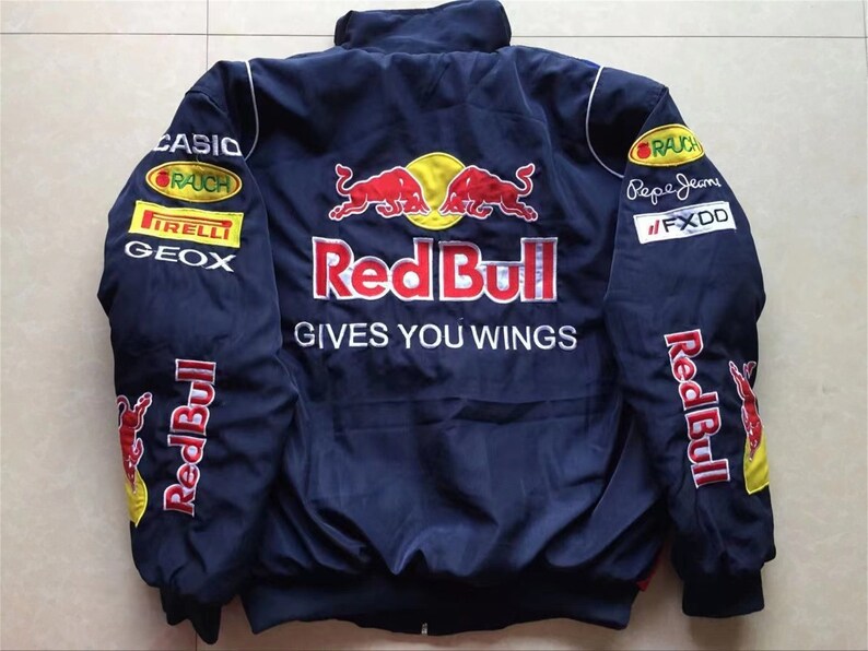 Chaqueta Red Bull Racing, chaqueta de carreras de Fórmula 1 Vintage, chaqueta bomber, chaqueta de carreras, chaqueta de gran tamaño, estilo callejero, ropa de calle de los años 90 imagen 5