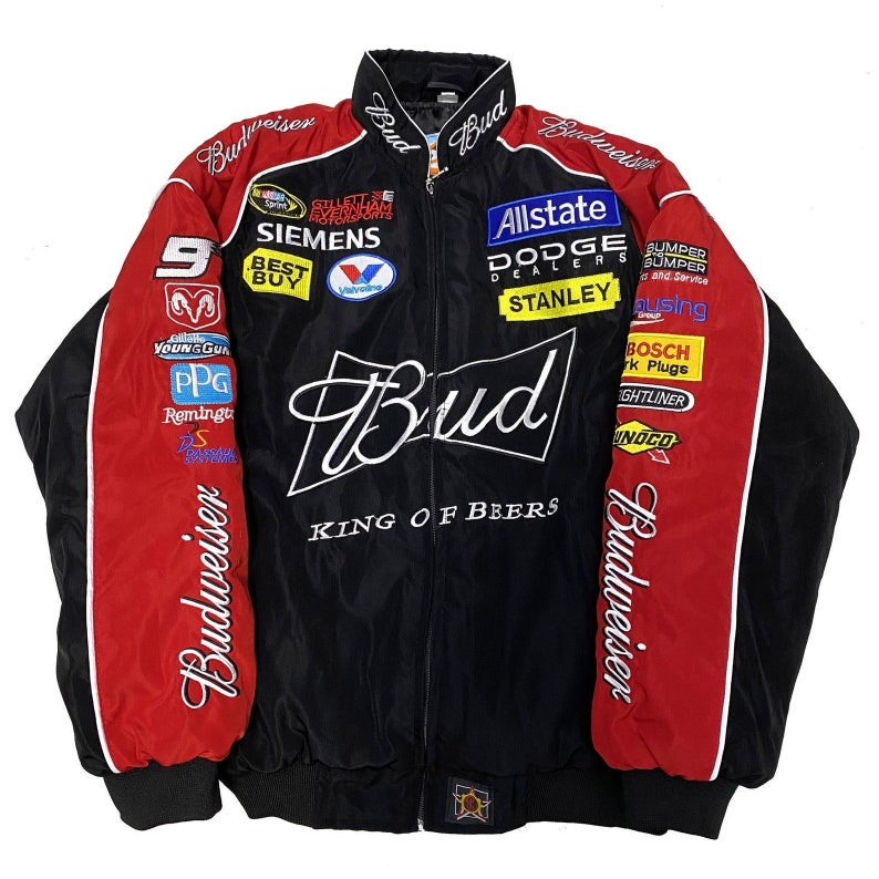 Nascar Budweiser Racing Jacket,NASCAR Racing Bomber Jacket F1,Racing Jacket,Oversized Jacket,Street Style, 90s Streetwear image 6