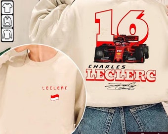 Sweat Charles Leclerc Chemise Charles Leclerc Chemise Leclerc F1 T-shirt graphique vintage unisexe Merchandising Leclerc/ Tshirt Leclerc/ 2 côtés