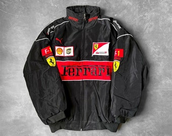 Embroidered Ferrari F1 Jacket Racing Jacket Formula 1 Vintage vintage unisex Y2K 90s StreetwearRacing Christmas gift Men's Clothing