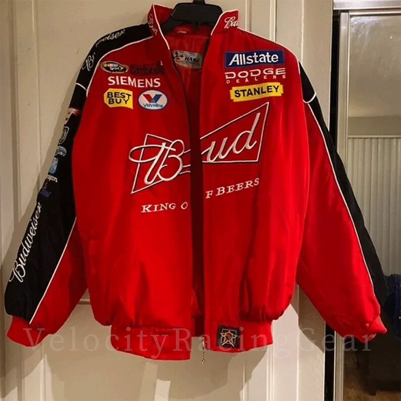 Nascar Budweiser Racing Jacket,NASCAR Racing Bomber Jacket F1,Racing Jacket,Oversized Jacket,Street Style, 90s Streetwear image 3