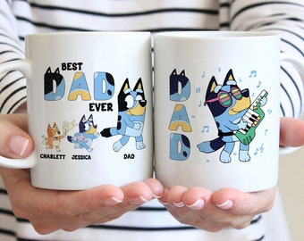 Mug personnalisé Bluey Dad, Mug meilleur papa de tous les temps, Mug Bluey papa personnalisé, Mug Bluey fête des pères, Mug Bluey personnalisé