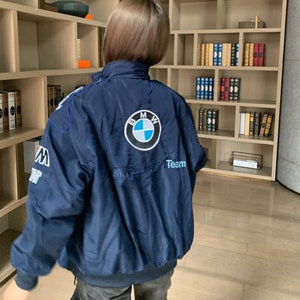 Blue BMW Vintage Racing Jacket Formula 1 Racing jacket Mercedes vintage style // Bomber jacket fashion Y2K harajuku image 8