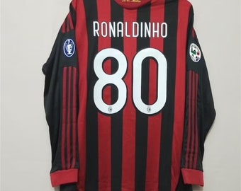 AC Milan Champions League Final 2006-2007 Jersey retro, No #80 Ronaldinho Jersey Ac Milan,Vintage Ac Milan Jersey,Gift fan lovers Ronaldinho