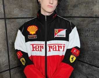 Veste brodée Ferrari F1 Racing Jacket Formula 1 vintage vintage unisexe Y2K des années 90 StreetwearRacing cadeau de Noël vêtements pour hommes