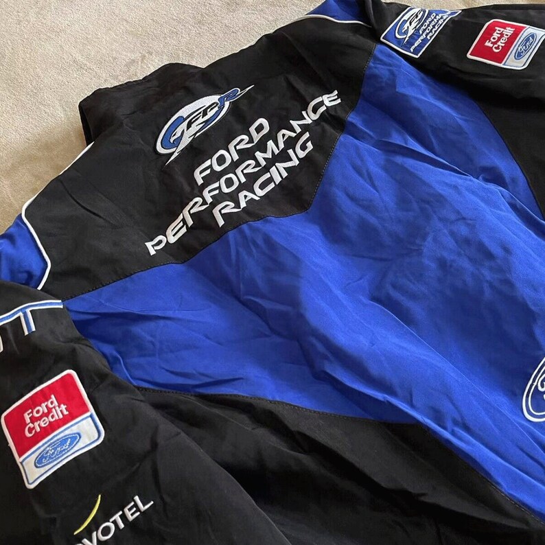 Blouson Ford Performance Racing/Bomber bleu marine/bleu vintage, taille M, L, XL, XXL Disponible An 2000 sur tiktok image 3