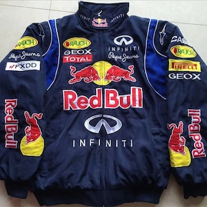 Veste de course Red Bull, veste de course Formule 1, vintage, blouson aviateur, veste de course, veste oversize, style streetwear, streetwear des années 90