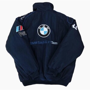 Blaue BMW Vintage Rennjacke Formel 1 Rennjacke Mercedes Vintage Style // Bomberjacke Mode Y2K harajuku Bild 5