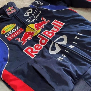 Chaqueta Red Bull Racing, chaqueta de carreras de Fórmula 1 Vintage, chaqueta bomber, chaqueta de carreras, chaqueta de gran tamaño, estilo callejero, ropa de calle de los años 90 imagen 2