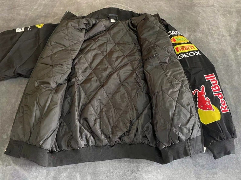 Chaqueta Red Bull Racing, chaqueta de carreras de Fórmula 1 Vintage, chaqueta bomber, chaqueta de carreras, chaqueta de gran tamaño, estilo callejero, ropa de calle de los años 90 imagen 8