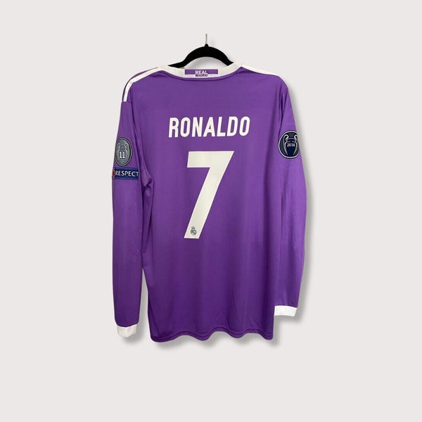 Ronaldo 7 Real Madrid Champions League 2016-2017 Final Away Jersey - Short & Long Sleeve Suit, Second Away Fan Jersey Set