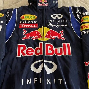 Chaqueta Red Bull Racing, chaqueta de carreras de Fórmula 1 Vintage, chaqueta bomber, chaqueta de carreras, chaqueta de gran tamaño, estilo callejero, ropa de calle de los años 90 imagen 3