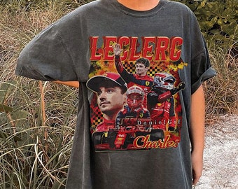 Chemise Charles Leclerc 16 couleurs confort vintage rétro des années 90 Hommage Tee Racing T-shirt Charles Leclerc Tee rétro graphique des années 90