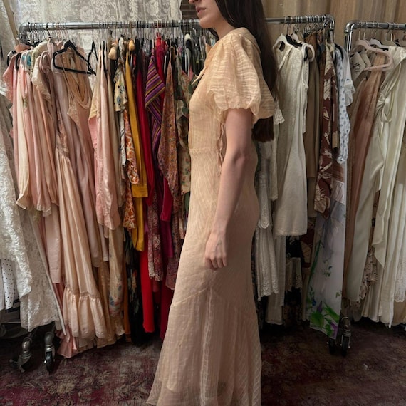 1930s organza puff sleeve day dress - image 3