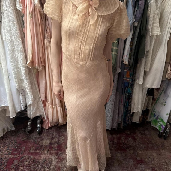 1930s organza puff sleeve day dress - image 2