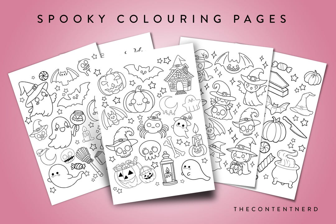Spooky Colouring Sheets - 5 Printable Pages & Ipad-friendly - Etsy