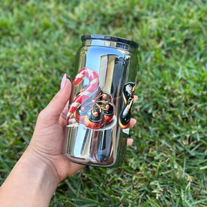 Christmas Glass Tumbler, 16oz clear tumbler with a straw, Vasos de vidrio navideño con popote