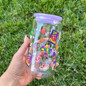 Glass 16oz Tumbler with a straw, Mexican Candy tumbler, Vaso de vidrio con popote