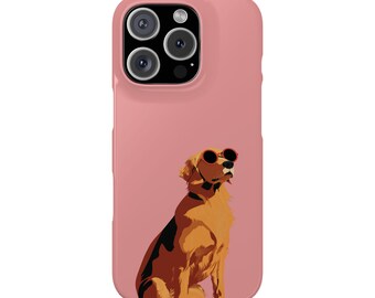 Minimalistische golden retriever met zonnebril - iPhone-hoesje, telefoonhoes, beschermende schaal, cadeau dierenliefhebber, hondenaccessoires