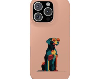 Geometrische retro labrador zonnebril kliketui | Telefoonhoesje, retro hondenontwerp