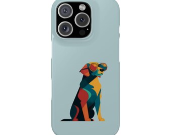 Geometrische retro Golden Retriever-zonnebril met kliksluiting | Vintage hondentelefoonhoesje