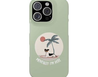 Jack Russell-telefoonhoesje, tropisch strand, cadeau huisdierliefhebber
