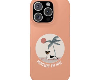 Jack Russell-telefoonhoesje, tropische strandsfeer, hondenliefhebbercadeau