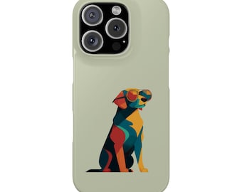 Geometrische retro Golden Retriever-zonnebril met kliksluiting | Telefoonhoesje