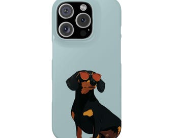 Hoesje teckel, telefoonhoesje hondenliefhebber, minimalistische wienerhondzonnebril, cadeau huisdiereigenaar