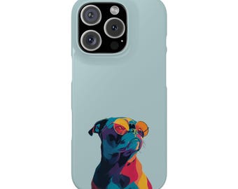 Retro pop-art mopshond draagt zonnebril met kliksluiting | Pop-art pug-telefoonhoesje